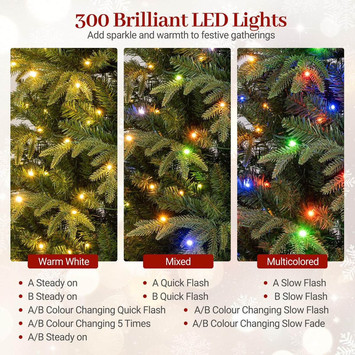 Pre-Lit Artificial Christmas Tree, Hinged Xmas Tree