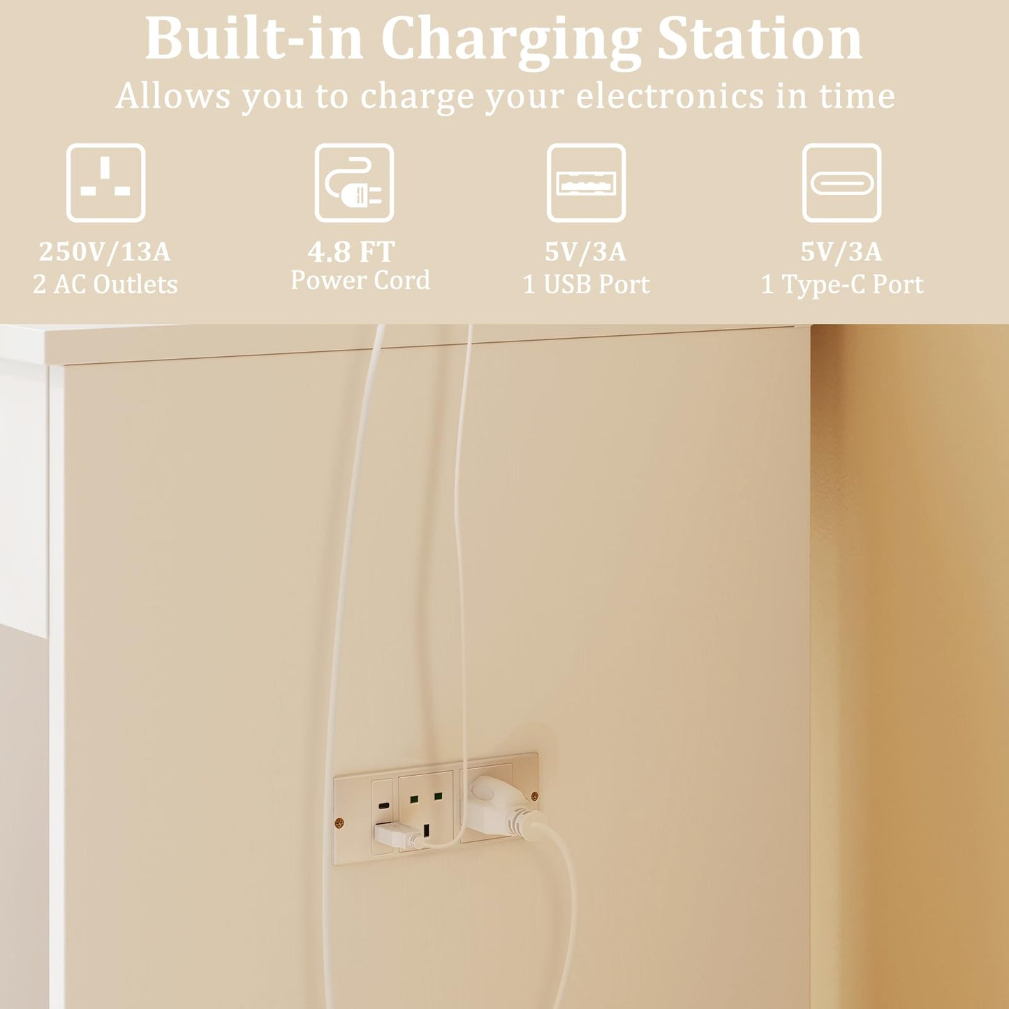 Vanity Desk with Mirror and Lights