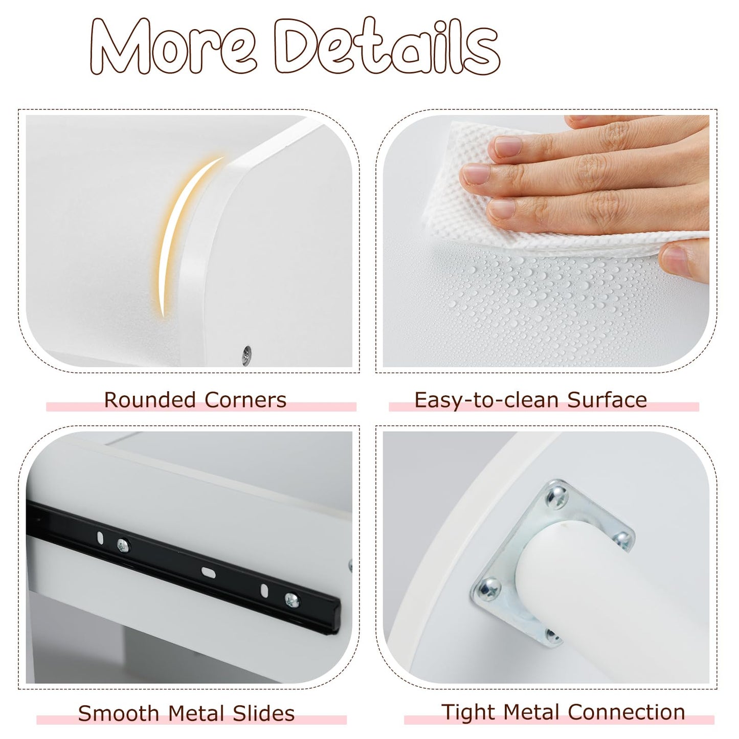 Bunny Kids Vanity Table and Chair Set with Lighted Mirror