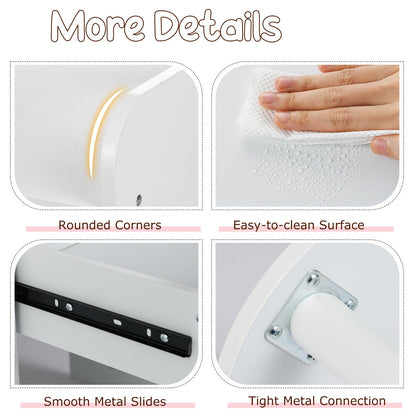 Bunny Kids Vanity Table and Chair Set with Lighted Mirror