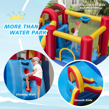 Inflatable Water Park, Kids Bouncy Castle with Double Slides, 2 Splash Pools
