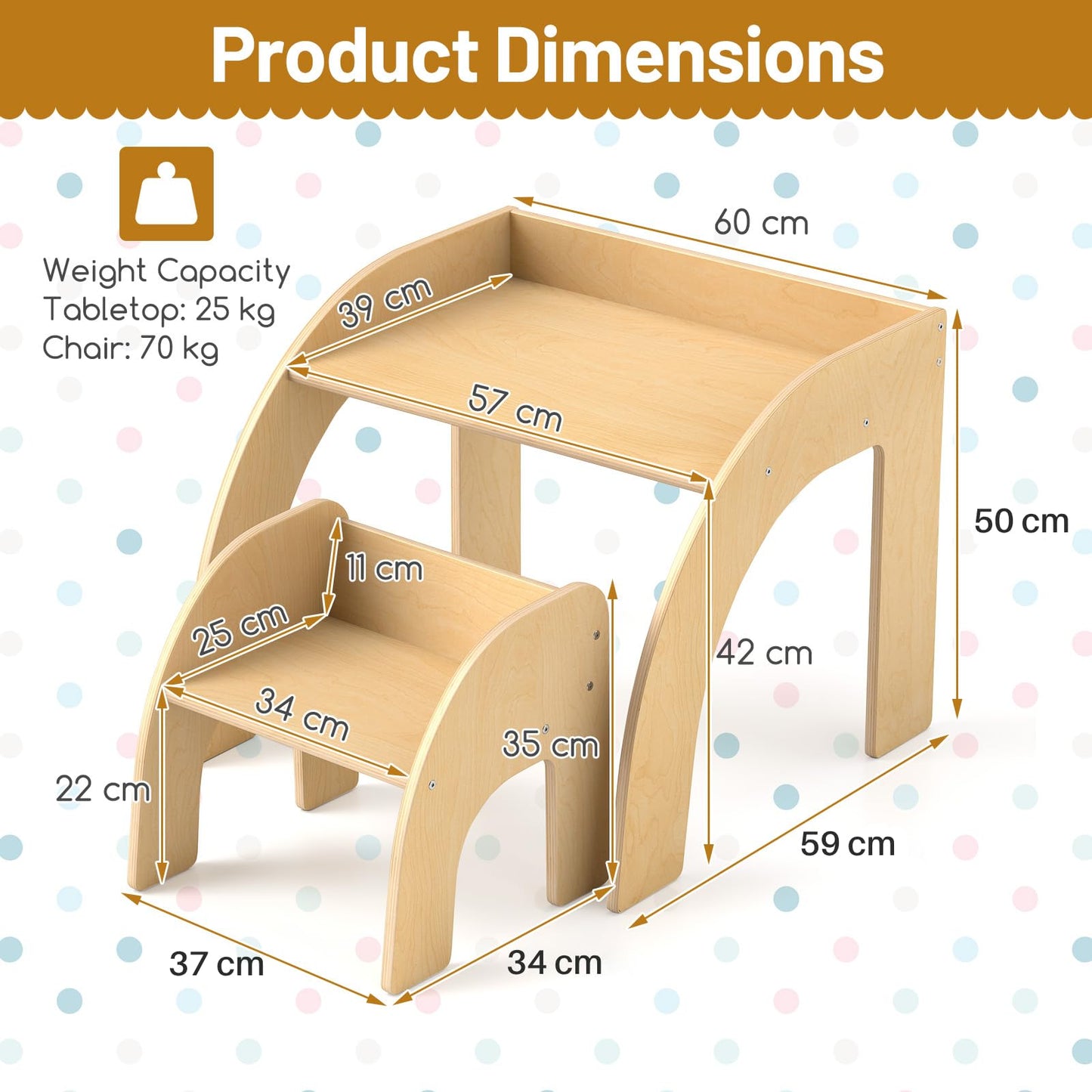 Wooded Toddler Kids Desk and Chair Set with Proper Height
