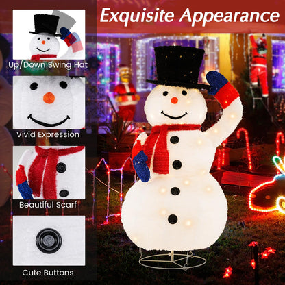 Pre-Lit Christmas Snowman with 120 Built-in LED Lights for Lawn