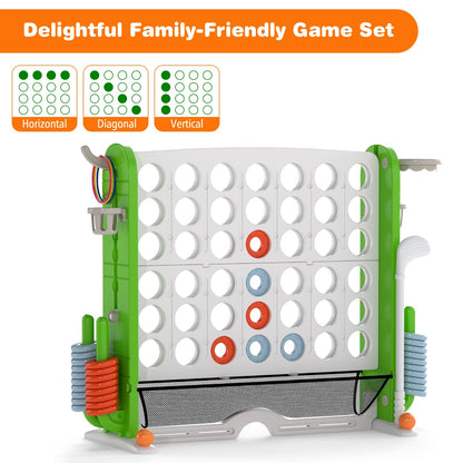 Jumbo 4-in-a Row Game Set with Basketball Hoop and 42 Rings