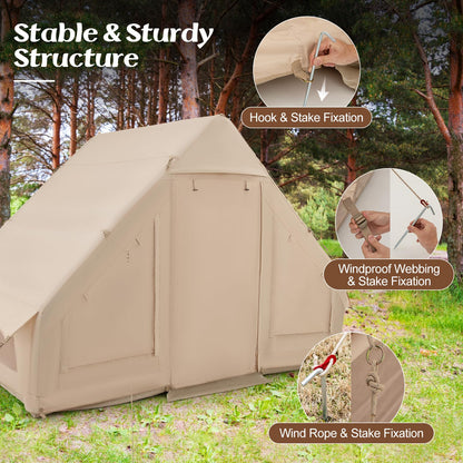 Waterproof 4-Season Blow-up Air Tent with Pump & 2 Doors