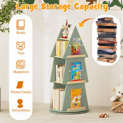 4 Tier 360°Rotating Childrens Bookcase with Side Hooks