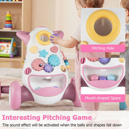 2 in 1 Montessori Baby Walker, Sit to Stand Learning Walkers with Adjustable Rear Wheel