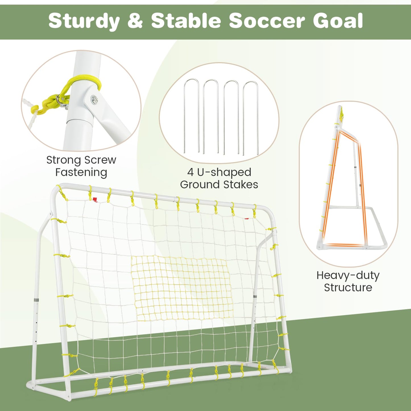 6.1 ft x 4 ft Weatherproof Angle-Adjustable Rebounder Net Football Training Equipment