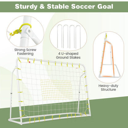 6.1 ft x 4 ft Weatherproof Angle-Adjustable Rebounder Net Football Training Equipment
