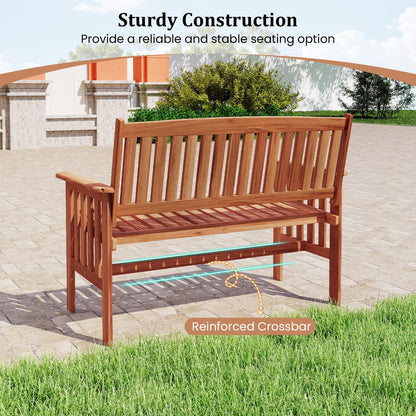 2-Seater Garden Bench, Solid Wood Patio Loveseat Park Bench Chair