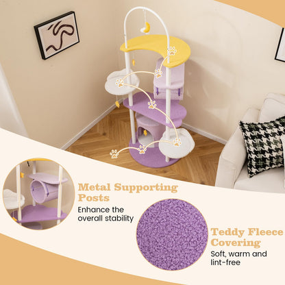 Multi-level Cute Cat Tree 158CM Large Cat Tower with Metal Frame