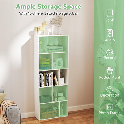 Wood 5-tier Bookshelf Bookcase Home Organizer Display Shelf