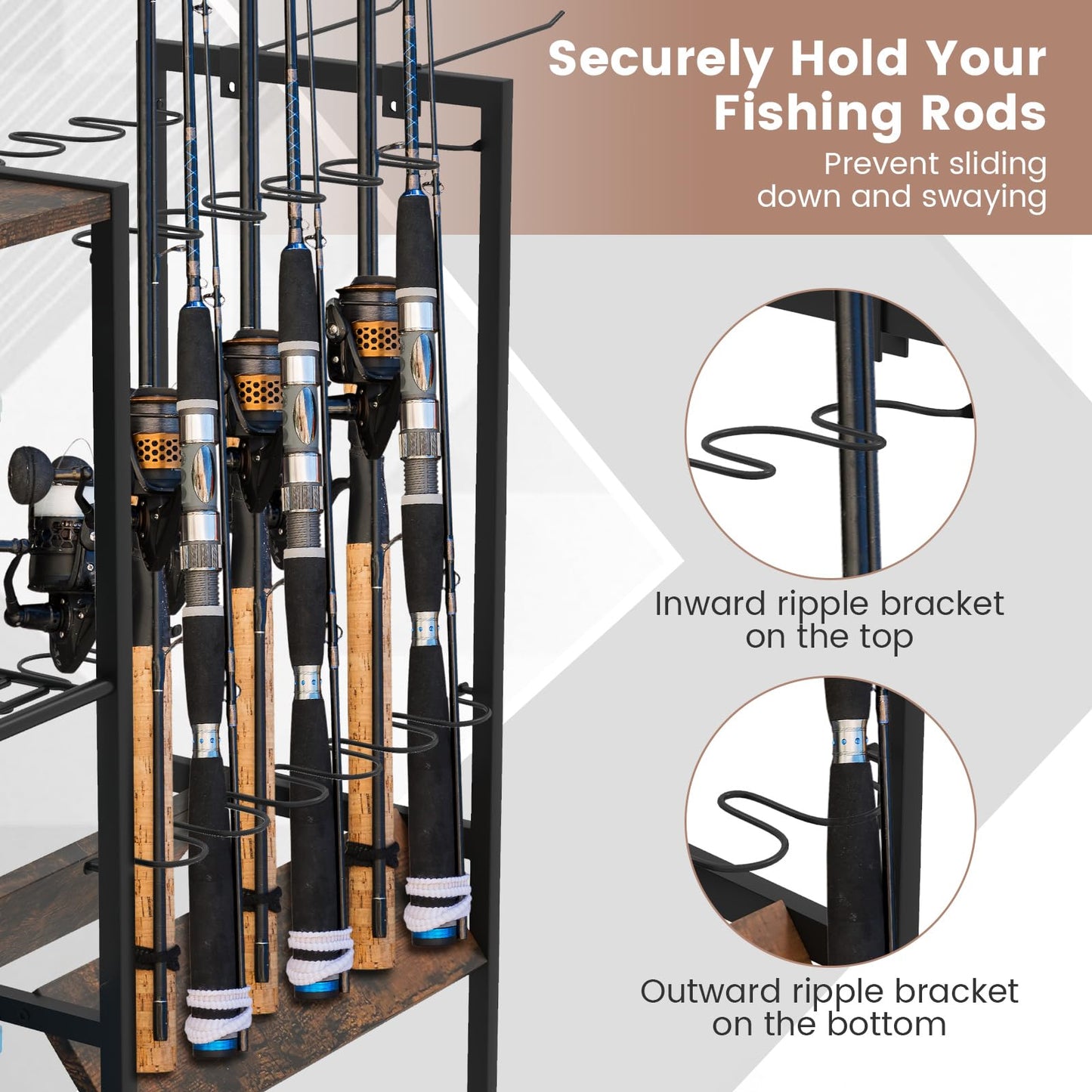 Fishing Rod Holder with Lockable Universal Wheels