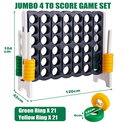 Four in A Row Game Set with 42 Jumbo Rings & Quick-Release Slider