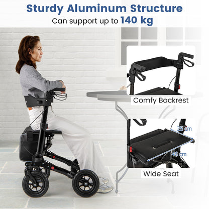 Walker for Seniors with Seat Folding Rollator Walker with Pneumatic Tires