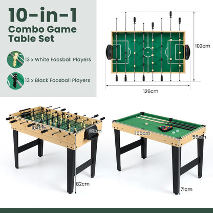 10-in-1 Combo Game Table Set with Foosball and Air Hockey