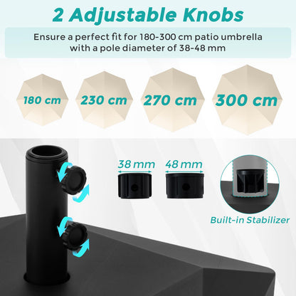Water and Sand Fillable Umbrella Stand, Heavy Duty Square Market Table Umbrella Holder