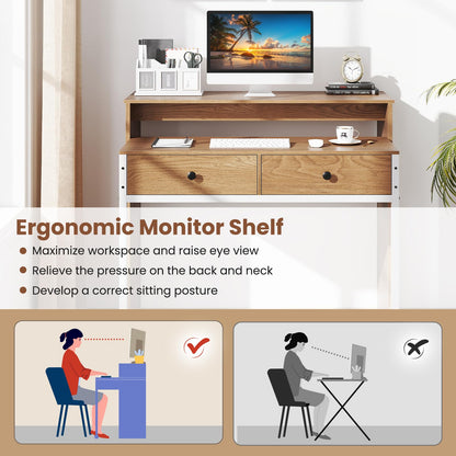 Extending Computer Desk with 2 Storage Drawers