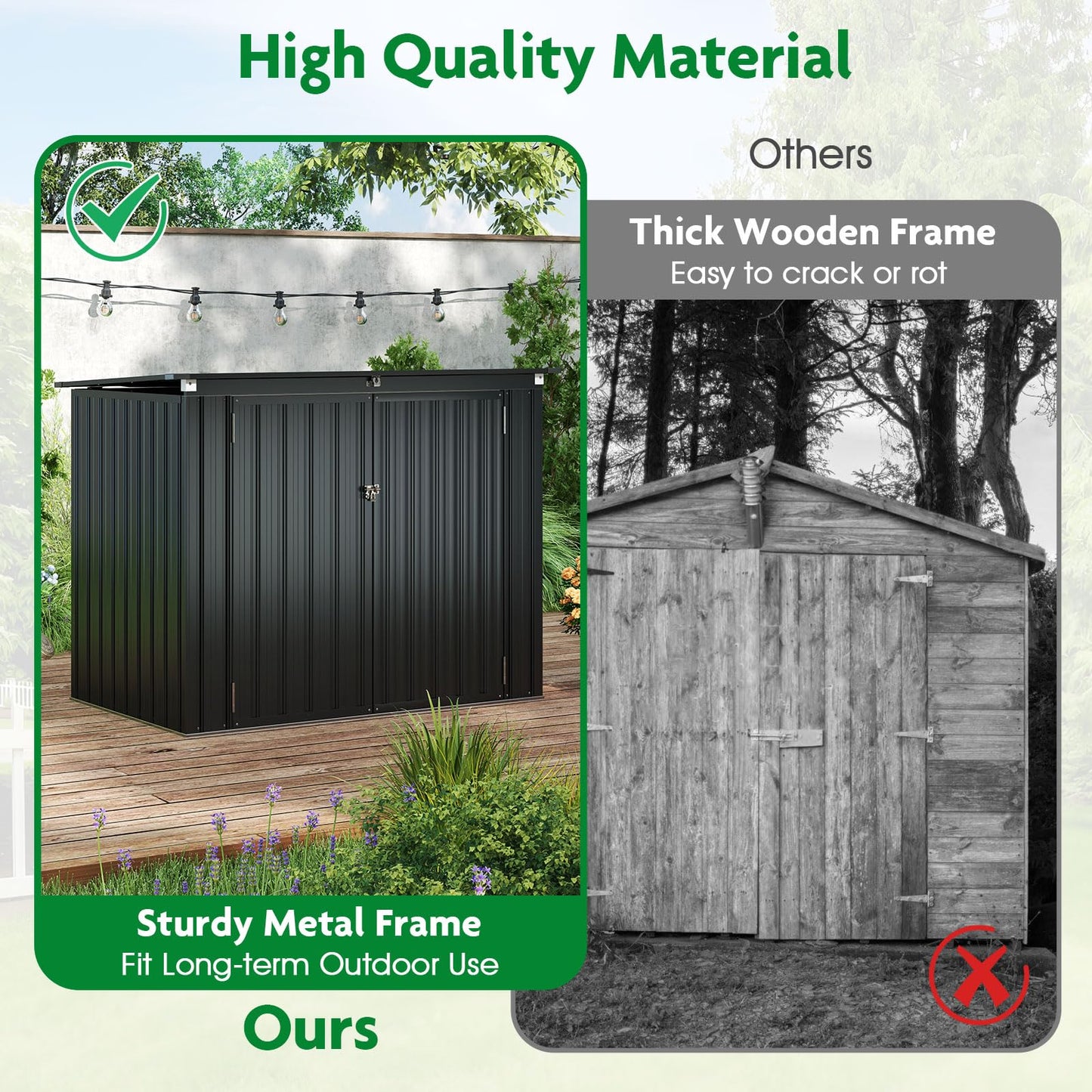 6 x 3 FT Garden Storage Shed, Galvanized Metal Trash Can Garden Shed with Top Flip Cover