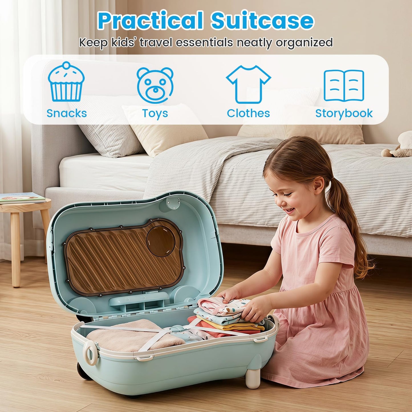 Kids Ride-on Luggage, 2-in-1 Children Suitcase