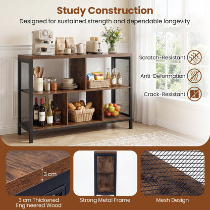 Storage Bookcase, Wooden Freestanding Bookshelf Side Cabinet with Metal Legs