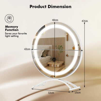 Makeup Vanity Mirror with Lights and Touch Screen with 360-Degree Rotation