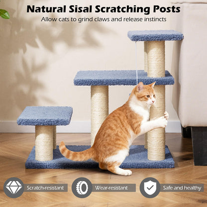 Cat Stairs, 3-Step Pet Easy Climb Ladder with Sisal Scratching Posts