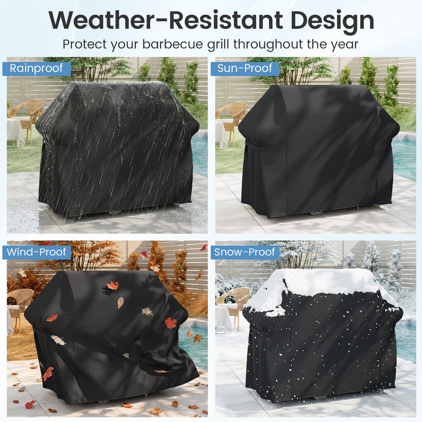 Heavy Duty Waterproof Grill Cover with Dual Handles