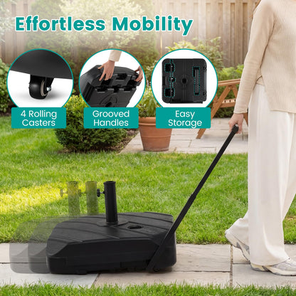 Mobile Parasol Base, 59kg/90kg Water & Sand Fillable Patio Parasol Stand