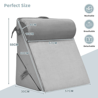 Bed Wedge Pillow with Headrest and Washable Cover for Reading