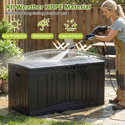 Garden Storage Box, Waterproof Resin Deck Box Bench with Lockable Lid
