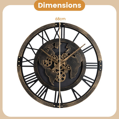 Large Wall Clock, 27”/68cm Metal Non-Ticking Decorative Clock, Battery-Operated Wall Decoration