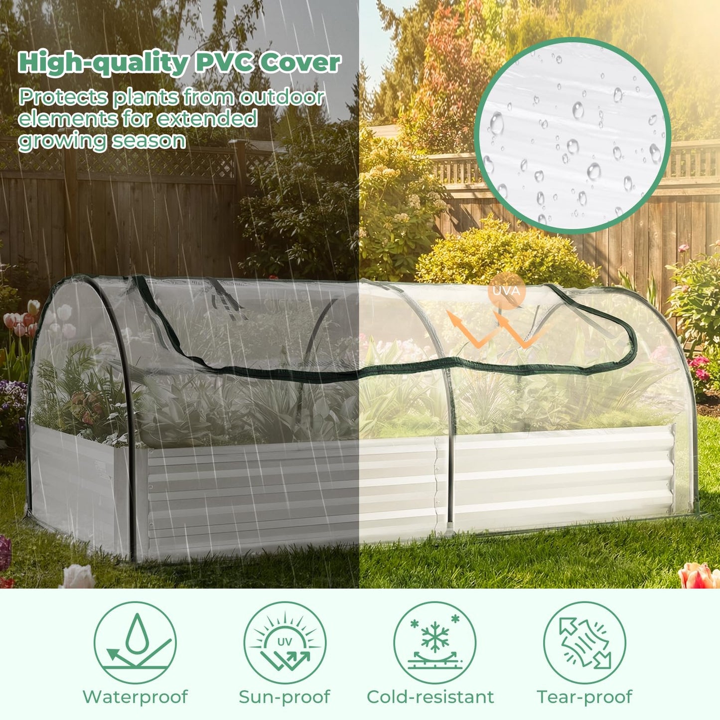 Raised Garden Bed with Greenhouse, Outdoor Elevated Planter Box