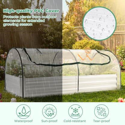 Raised Garden Bed with Greenhouse, Outdoor Elevated Planter Box