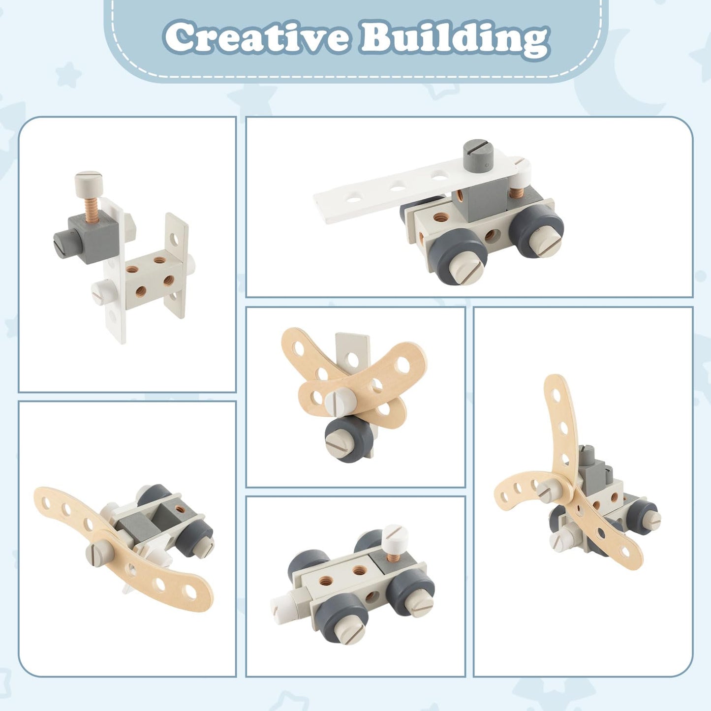 Kids Wooden Play Workbench with Blackboard and Tool Parts Set