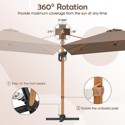 297 cm Outdoor Patio Cantilever Umbrella with 360° Rotation