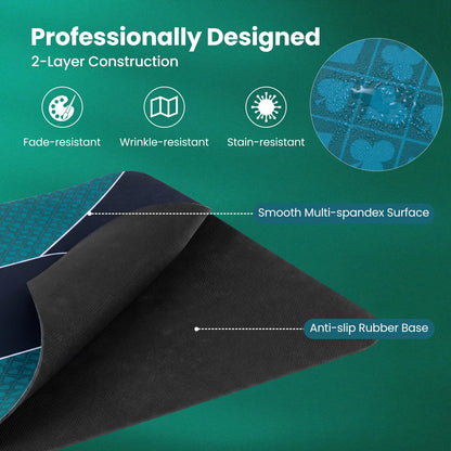 Poker Mat 180 x 90cm, 10 Players Texas Hold'em Poker Table Mat Topper