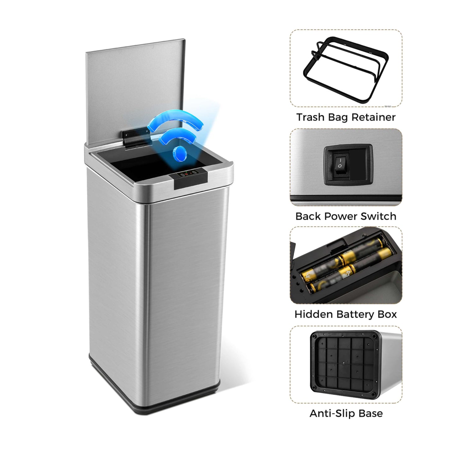 48L Automatic Trash Can with Lid