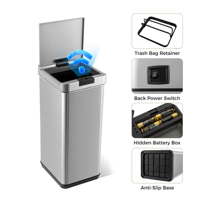48L Automatic Trash Can with Lid