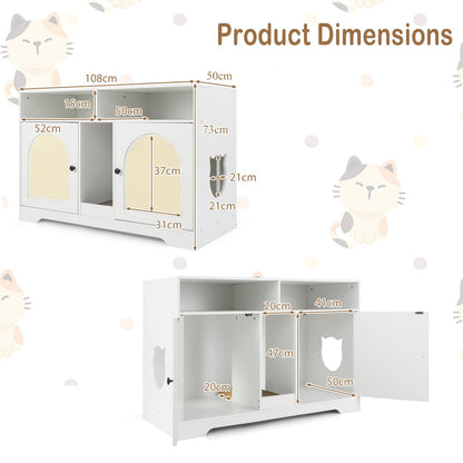 Indoor Cats Wooden Hidden Litter Box Furniture with Storage