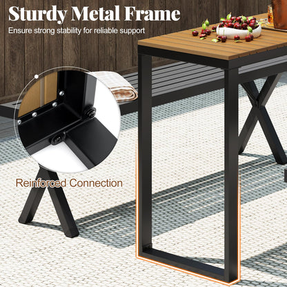 6-Person Metal Frame Rectangular Garden Table with WPC Slat Tabletop