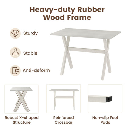 Modern Dining Table Wooden Kitchen Table with X-shaped Frame and with Wood Grain Texture Tabletop