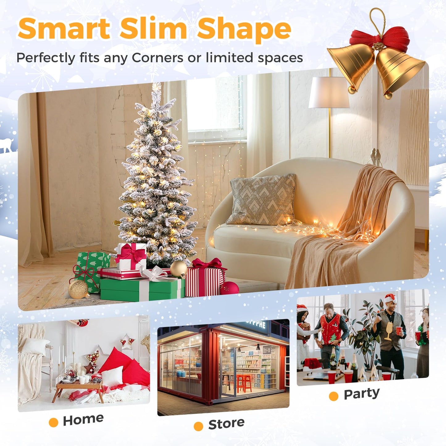 Artificial Pre-lit Christmas Tree Snow Flocked Xmas Tree