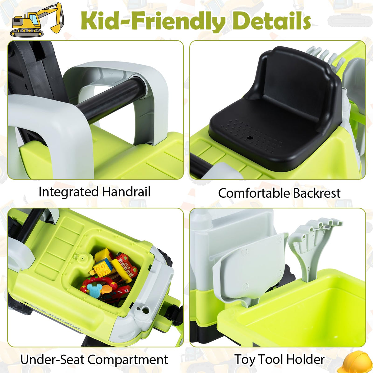2-In-1 Ride on Push Car with Detachable Trailer and Rake Shovel for Ages 1.5-3