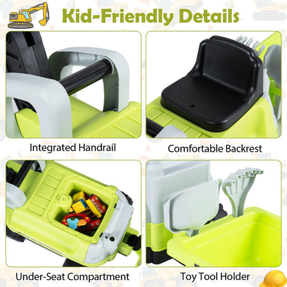 2-In-1 Ride on Push Car with Detachable Trailer and Rake Shovel for Ages 1.5-3
