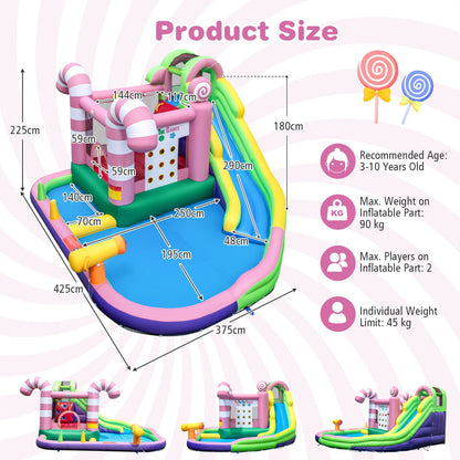 Kids Inflatable Water Park with Slide Blow up Bouncy Castle House for Summer Outdoor Play