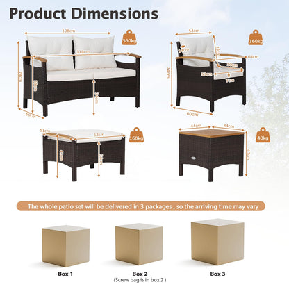 7 PCS Garden Rattan Furniture Set for Yard Poolside