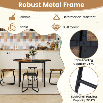 5 Piece Dining Table Set, Round Kitchen Table and Stools