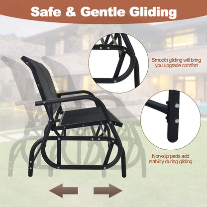 2-Person Outdoor Steel Frame Fabric Glider Bench