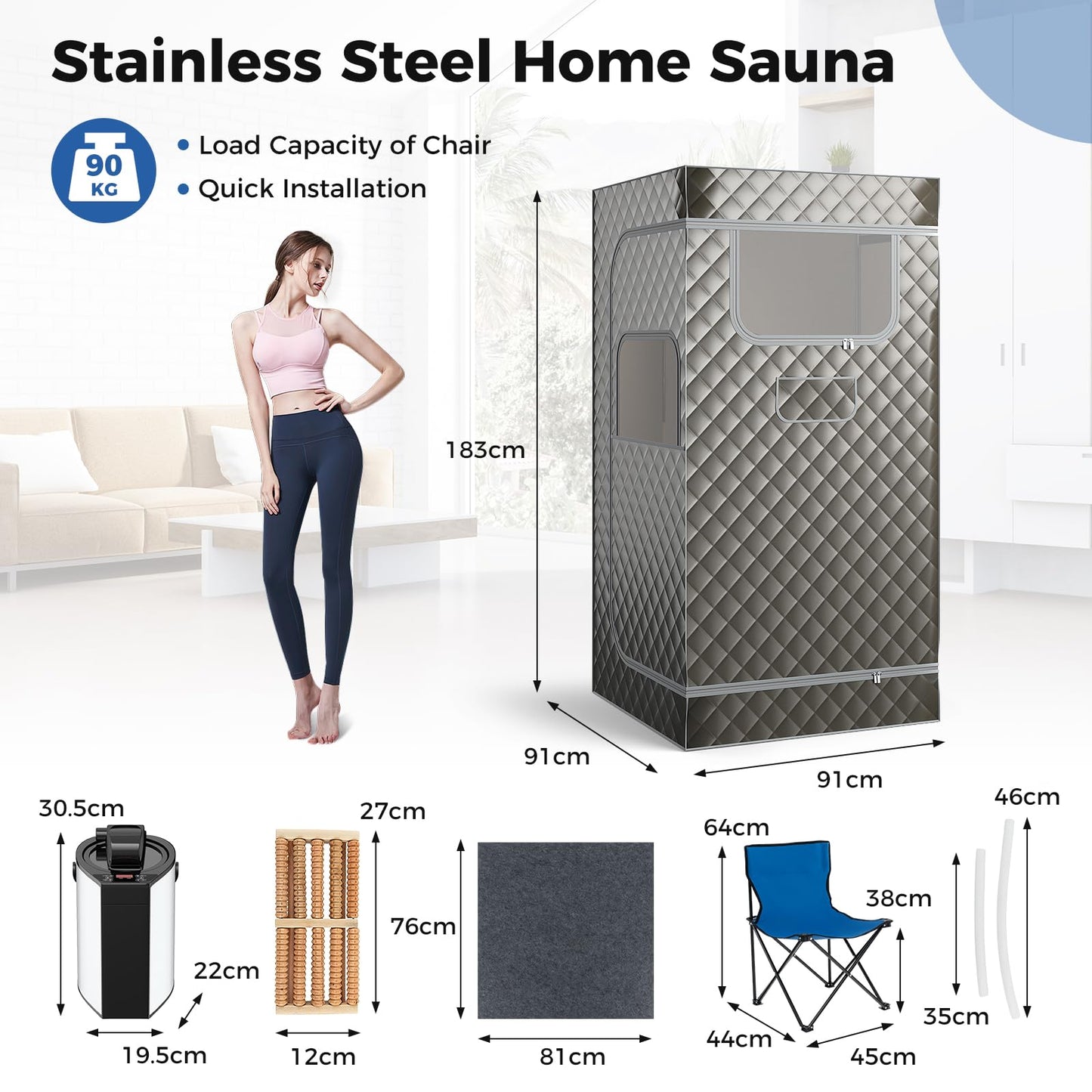 Portable Steam Sauna for Home with 3L Steam Generator